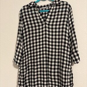 KEREN hart Black and White 3/4 Sleeve Shirt